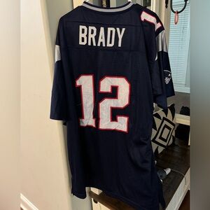 Reebok Brady #12 Navy White Red Football Jersey